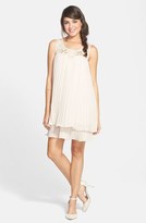 Thumbnail for your product : En Crème Embellished Pleated Babydoll Dress (Juniors)