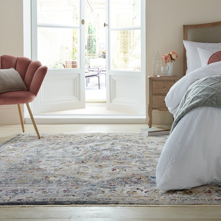 Dunelm Soraya Traditional Square Rug Silver ShopStyle