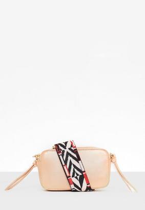 Missguided Nude Guitar Strap Cross Body Bag, Beige