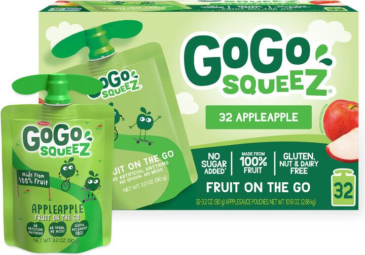GoGo SqueeZ Applesauce Pouches, Apple Apple, 3.2 oz., 32 ct.