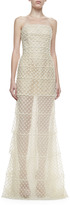 Thumbnail for your product : Oscar de la Renta Strapless Beaded Organza Gown, Ivory