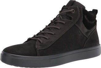 ecco mens black leather sneakers
