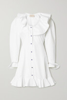 Thumbnail for your product : Christopher Kane Ruffled Cotton-poplin Mini Dress - White