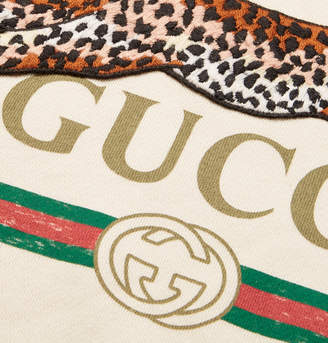 Gucci Appliqued Logo-Print Loopback Cotton-Jersey Sweatshirt - Men - Cream