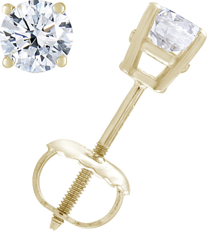 Vir Jewels 5/8 cttw I1-I2 Clarity Certified Diamond Stud Earrings 14K Yellow Gold Round with Screw Backs