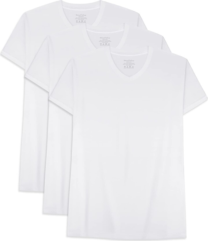 Natural Feelings Men Undershirt White Shirt Tops for Men V Neck T
