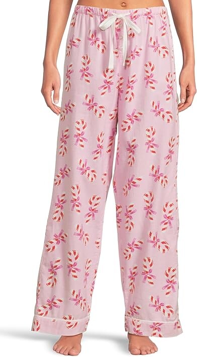 P.J. Salvage Flannel PJ Pants Women's Pajama Candy Cane Baby Pink : MD (US 6-8), Flannel/Cotton