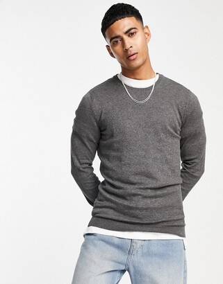 Mens Dark Grey Knit Sweater | ShopStyle