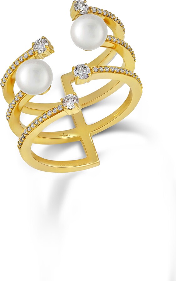 Hueb Spectrum Three-Row Pearl Ring