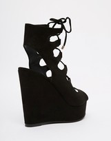 Thumbnail for your product : Aldo Jennelle Black Ghillie Wedge Sandals