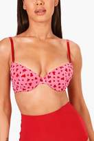 Thumbnail for your product : boohoo Heart Flocked Plunge Bra