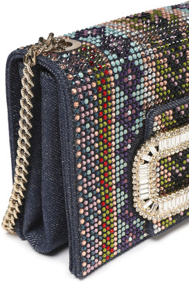Roger Vivier Pilgrim Micro Crystal-embellished Denim Shoulder Bag