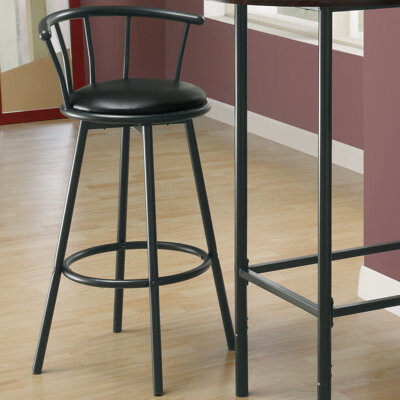 George Oliver Gulustan Bar Stool Swivel Bar Height Metal Pu Leather Look Black Contemporary Modern