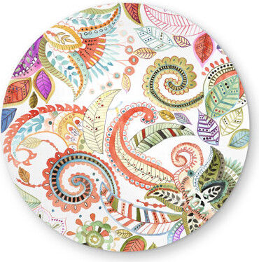 Begin Edition International Inc. Watercolor Paisley Floral Round Outdoor Area Rug | Home Decor