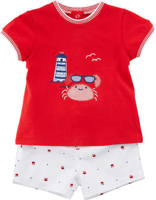 Mayoral Short-Sleeve Crab T-Shirt w/ Matching Shorts, Size 2-12 Months