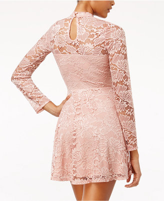 Material Girl Juniors' Lace Mock-Neck Skater Dress, Only at Macy's