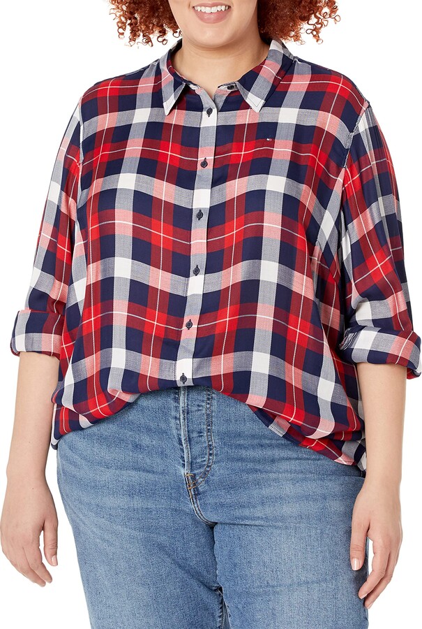 Tommy Hilfiger Plus Size Roll-Tab Plaid Shirt, Created For Macy's Reviews Jeans  Plus Sizes Macy's Plaid Shirt Outfits, Macys Fashion, Plus Size Jeans |  