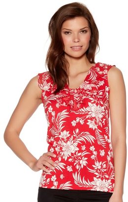 M&Co Sleeveless floral frill front top