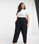 Thumbnail for your product : ASOS Curve DESIGN Curve tailored tie waist tapered ankle grazer pants