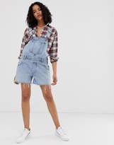 Thumbnail for your product : Cheap Monday recycled Chore denim dungaree shorts with raw hem