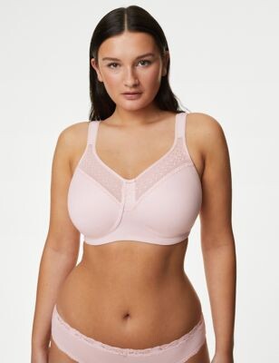 Gossard Superboost lace non padded front fastening plunge bra in pink