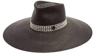 Maison Michel Pina Wide Brim Straw Hat - Womens - Black