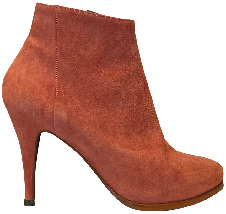 orange suede ankle boots