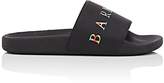 Thumbnail for your product : Barneys New York Women's Logo-Print Faux-Leather Slide Sandals