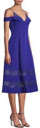 Aidan Mattox Aidan By Crepe & Lace Midi Dress