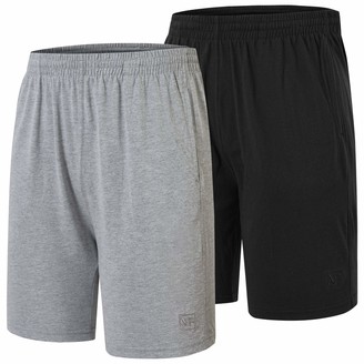 JINSHI Men's Cotton Pyjama Lounge Shorts 2-Pack Nightwear Sleep Shorts  Pyjama Bottoms Loungewear (Black Light Grey) Size XL - ShopStyle