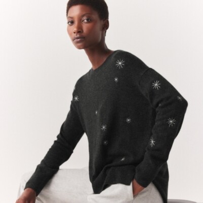 The White Company Sparkle Snowflake Embroidered Jumper with