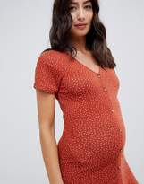 Thumbnail for your product : New Look Maternity print button through tea dress in rust
