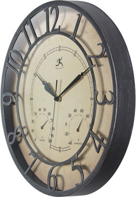 Infinity Instruments Round Plastic Wall Clock 16 Inches - Black