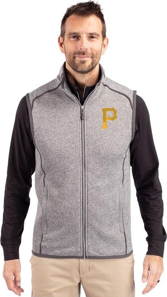 Cutter & Buck PittsburghPiratesCutter&BuckMainsailSweater-KnitMensBigandTallFullZipVest-PolishedHeather-3XLargeTall