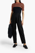 Thumbnail for your product : RED Valentino Cropped metallic striped wool-blend top