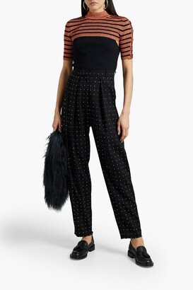 RED Valentino Cropped metallic striped wool-blend top