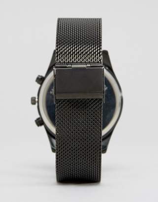 Reclaimed Vintage Inspired Chronograph Mesh Strap Watch In Black Exclusive To Asos