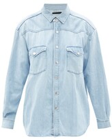 Thumbnail for your product : MADE IN TOMBOY Shoulder-pad Stone-wash Cotton-chambray Shirt - Light Denim