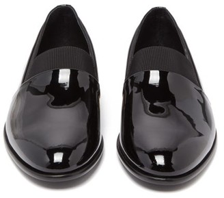 Versace Patent-leather And Faille Loafers - Black Gold