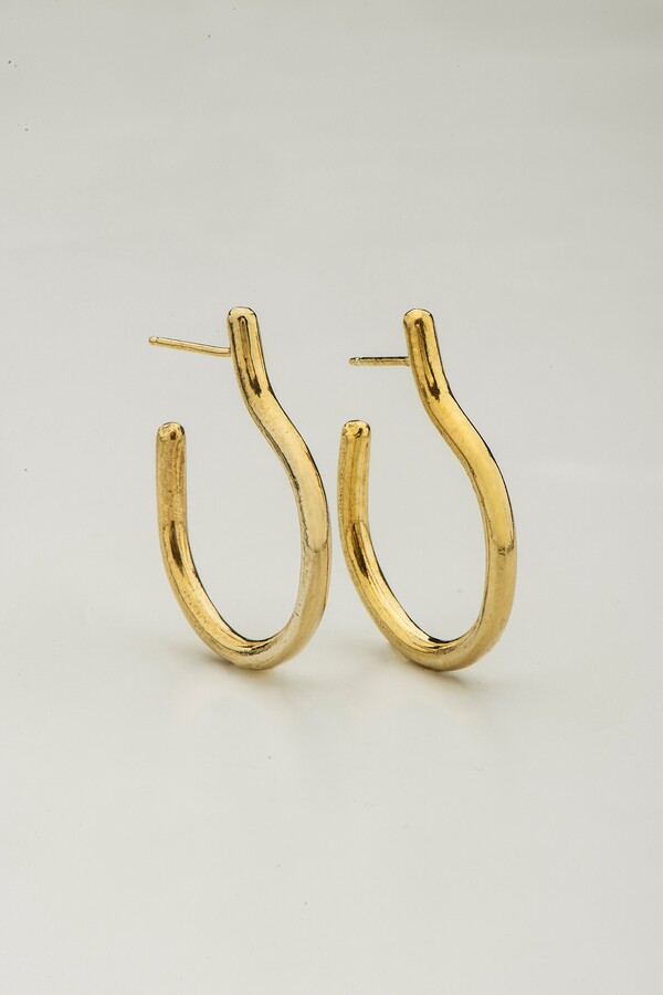 Etsy Gold Raw Minimalist Open Hoop Earrings, Unique Modern Gold Sterling Silver Large Solid Delicate Earrings