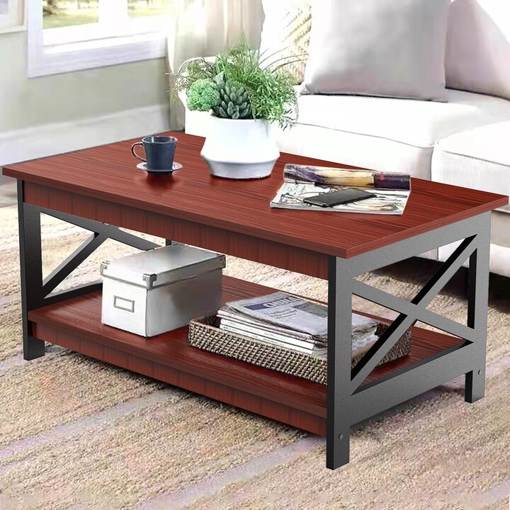 Rasoo Rectangle Wood Coffee Table Metal Frame For Living Room,Coffee