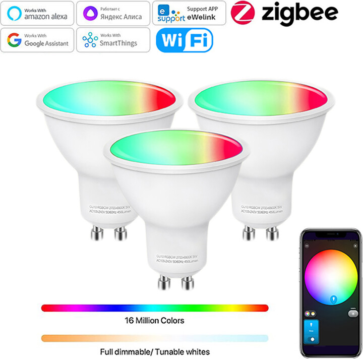 NONE Ewelink GU10 Zigbee LED Bulbs Wifi Smart LED Lamp RGB CW WW LED Light Bulb Works With Alexa Google Yandex Smartthings