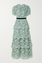 Thumbnail for your product : Self-Portrait Grosgrain-trimmed Tiered Corded Lace Maxi Dress