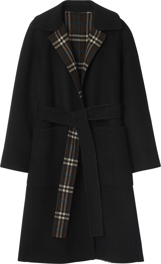 Burberry Wool Reversible Hooded Wrap Coat