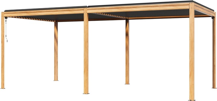 Mondawe 10x20FT Outdoor Aluminum Pergola Louvered Pergola - Light/pastel brown