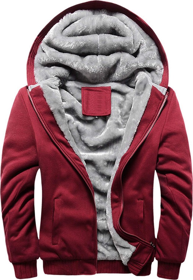 mens fleece lined sweatshirt jacket