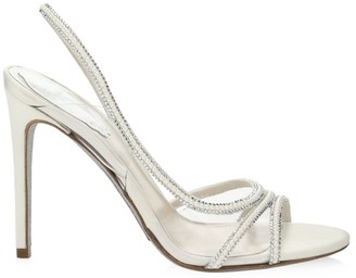 Rene Caovilla Embellished Vinyl & Satin Slingback Sandals Rene Caovilla Embellished Vinyl & Satin Slingback Sandals