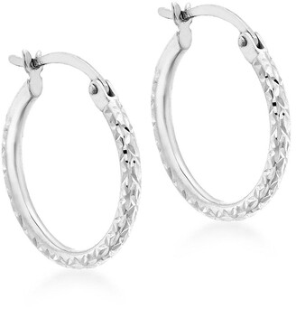 Love GOLD 9ct White Gold 15mm Creole Hoop Earrings