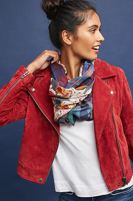Anthropologie Floral & Plaid Infinity Scarf