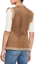 Thumbnail for your product : Theory Petriva Tuck Suede Shearling-Lined Reversible Vest